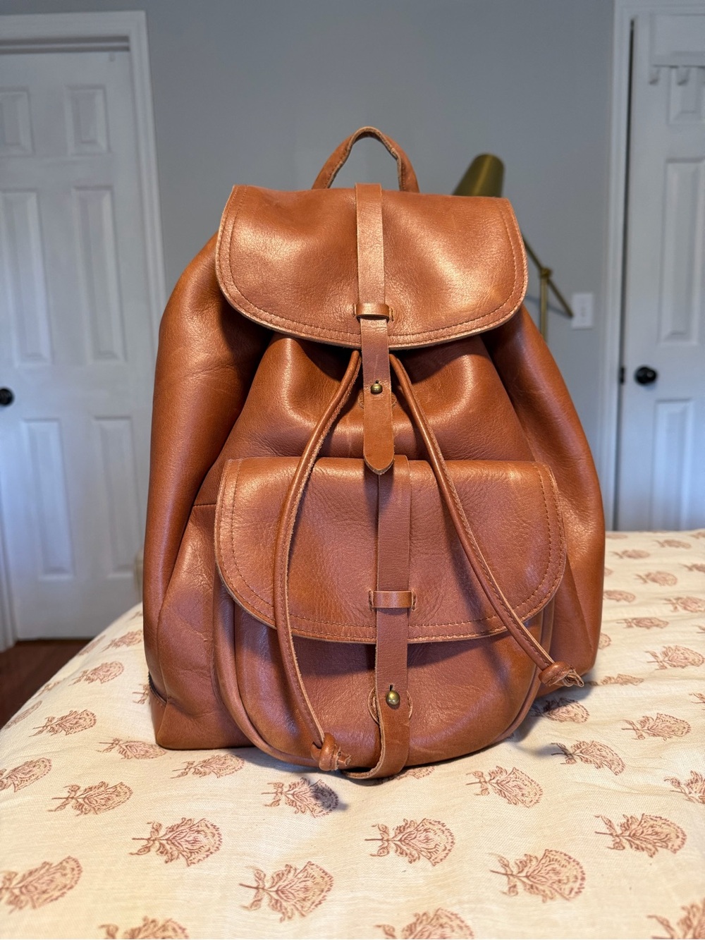 Madewell Cognac Leather Drawstring Backpack